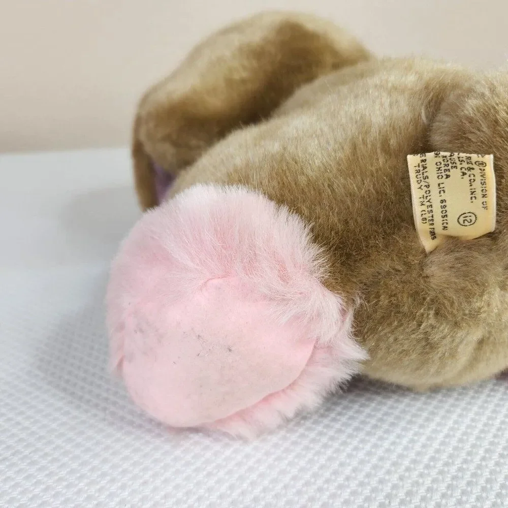 Vintage 80s Applause Easter Bunny Rabbit Plush Big Lop Ears Slippers 10”